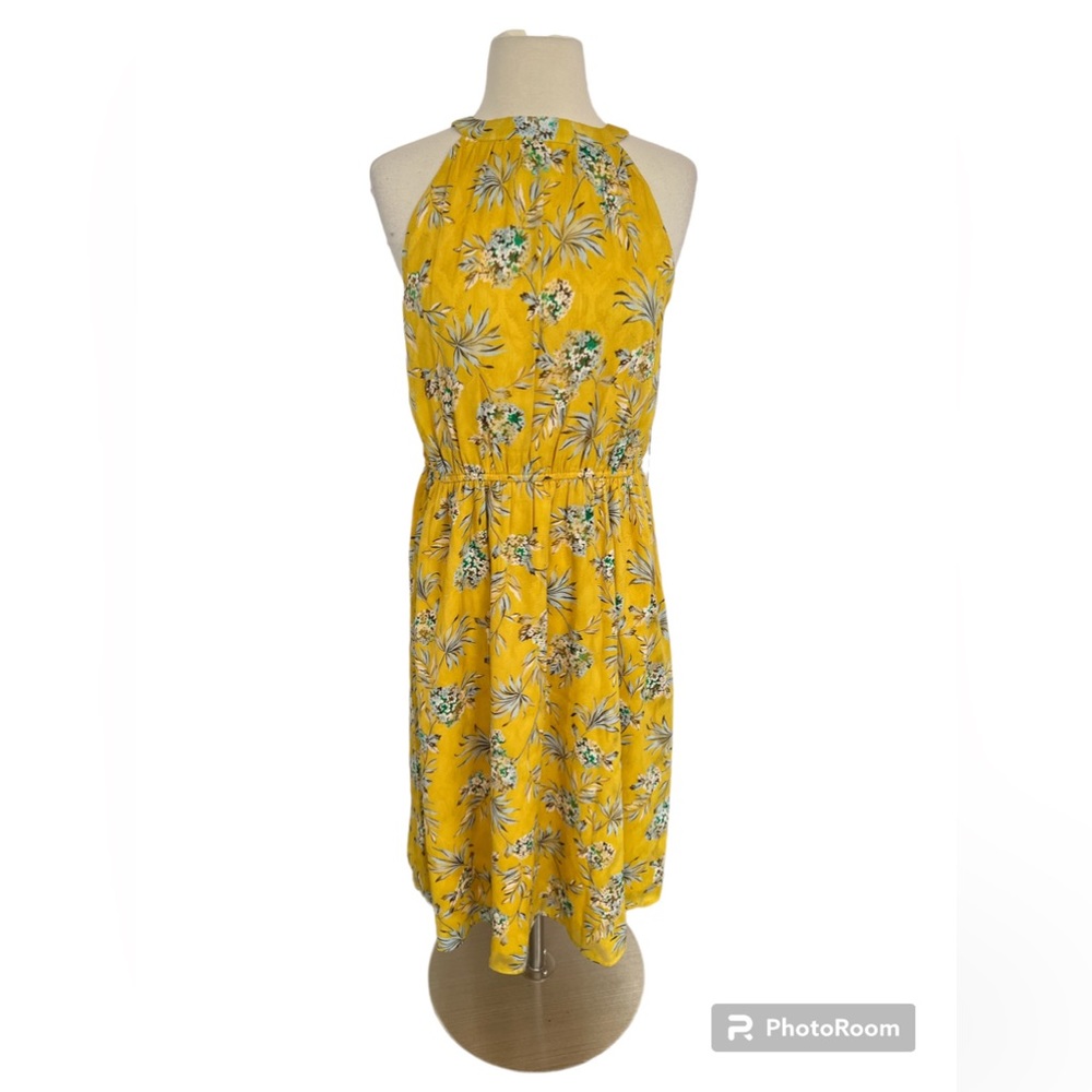 Ann Taylor Yellow Floral Halter Dress Size 6